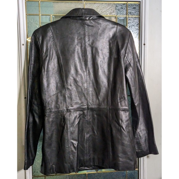 JLC New York women's leather jacket size medium blk mid length preowned - Picture 3 of 3